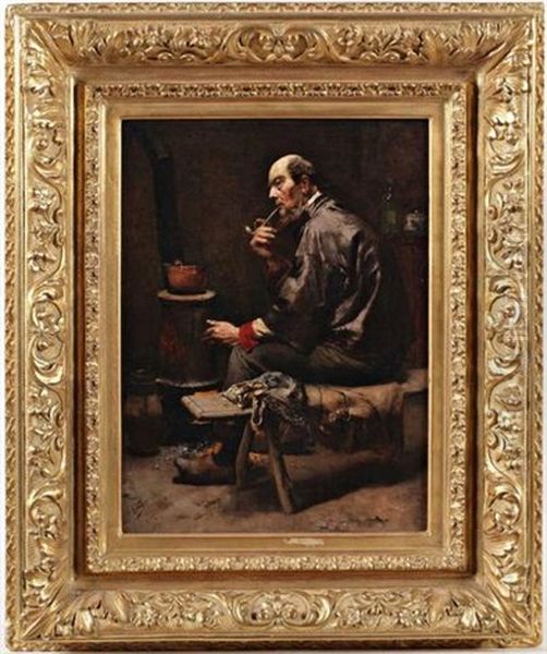 L'homme A La Pipe Oil Painting by Alois Boudry