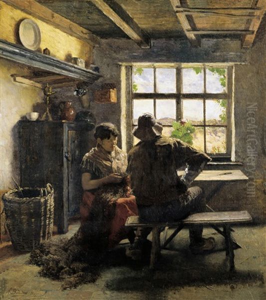 Het Gesprek Oil Painting by Alois Boudry