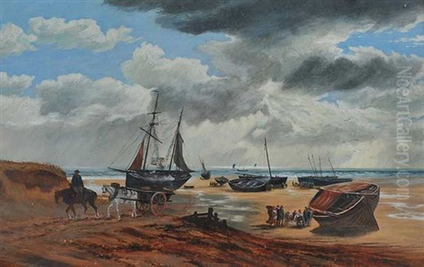 Bringing In The Catch Oil Painting by Samuel Bough