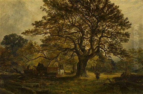 Wood Cutters, Cadzow Forest Oil Painting by Samuel Bough