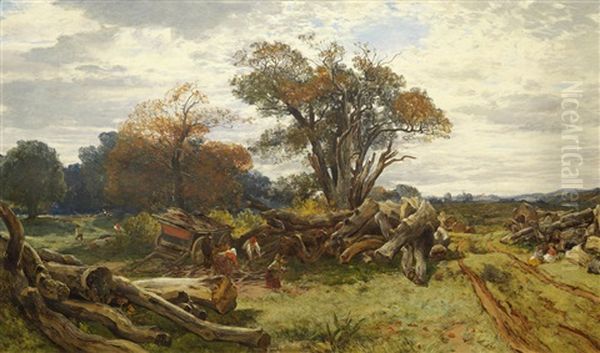 Woodcutters, Cadzow Forest Oil Painting by Samuel Bough