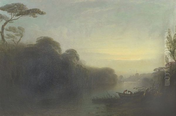 Windsor Castle At Sunset From The River Oil Painting by Samuel Bough