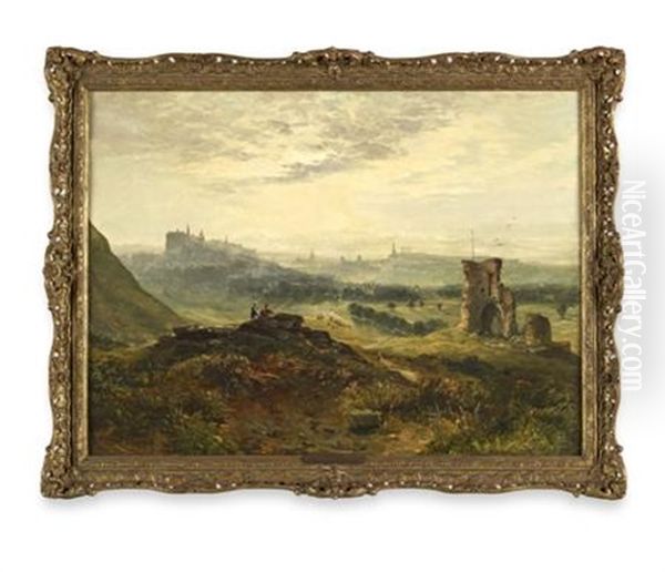 Edinburgh From St. Anthony's Chapel Oil Painting by Samuel Bough