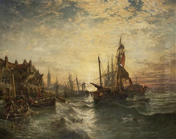 West Wemyss Harbour Fife Oil Painting by Samuel Bough