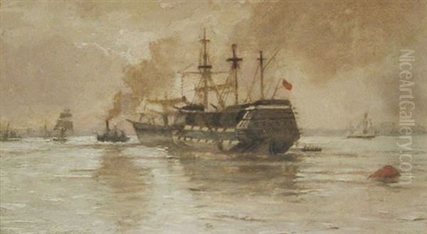 On The Thames Oil Painting by Samuel Bough