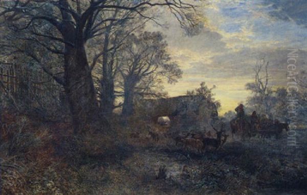 A Frosty Morning Oil Painting by Samuel Bough