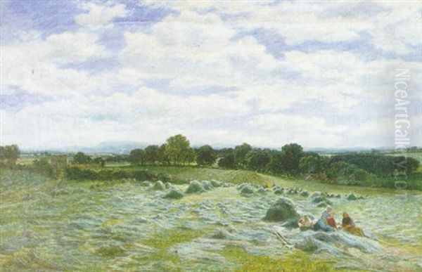 Hayfield Oil Painting by Samuel Bough