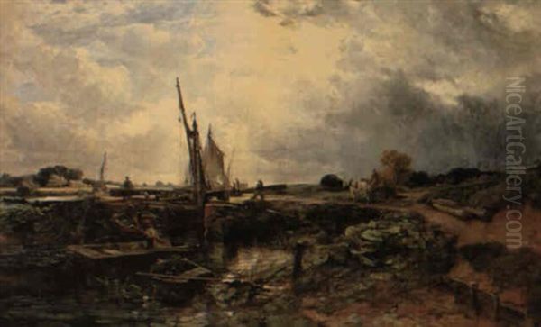 Going Through The Lock Oil Painting by Samuel Bough