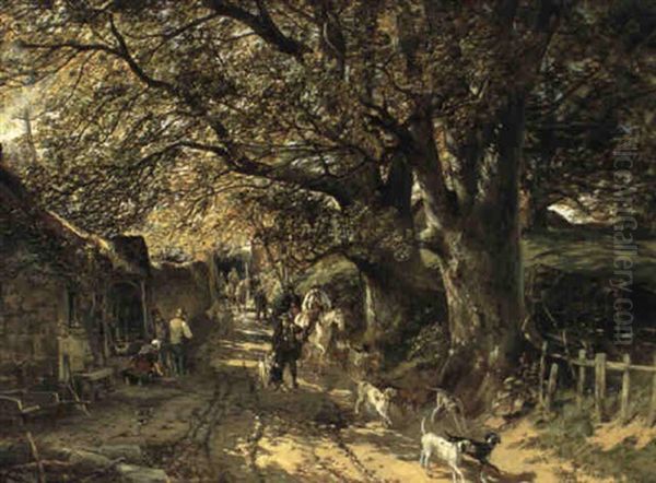 Returning From The Hunt Oil Painting by Samuel Bough