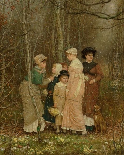 Snow In Spring, 1877 Oil Painting by George Henry Boughton