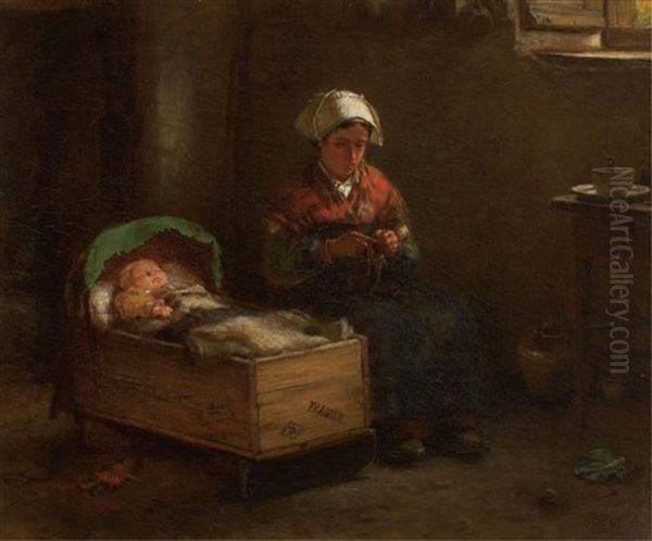 Brittany Interior Oil Painting by George Henry Boughton