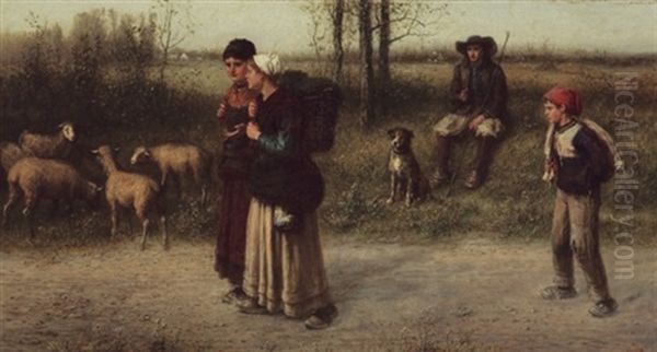 A Breton Pastoral Oil Painting by George Henry Boughton