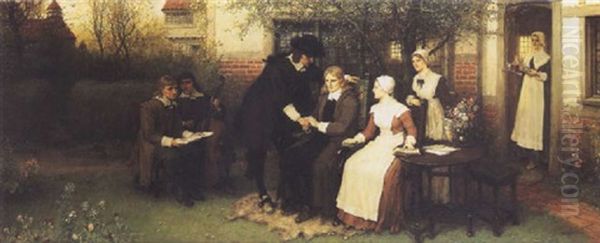 Andrew Marvell Visiting His Friend John Milton Oil Painting by George Henry Boughton