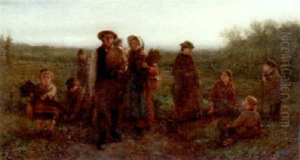 Family On A Country Road Oil Painting by George Henry Boughton