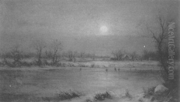 Winter Moonlight Oil Painting by George Henry Boughton