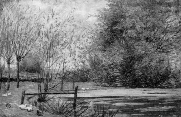 A Pond With Waterfowl Oil Painting by George Henry Boughton