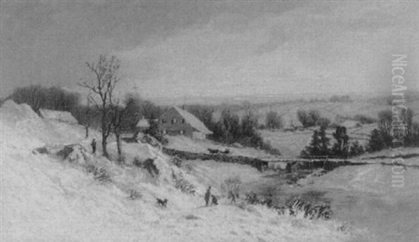 Winter Near Albany, New York Oil Painting by George Henry Boughton