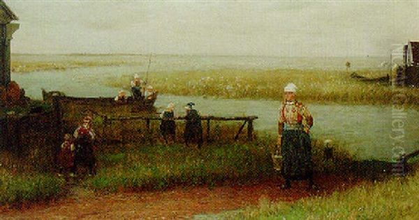 On The Dutch Coast Oil Painting by George Henry Boughton