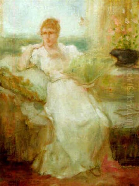 Seated Lady With A Fan Oil Painting by George Henry Boughton