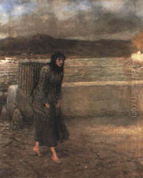 A Fishergirl Oil Painting by George Henry Boughton