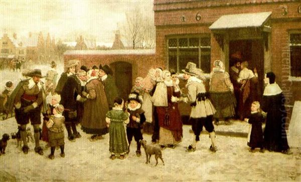 New Year's Day In New Amsterdam Oil Painting by George Henry Boughton