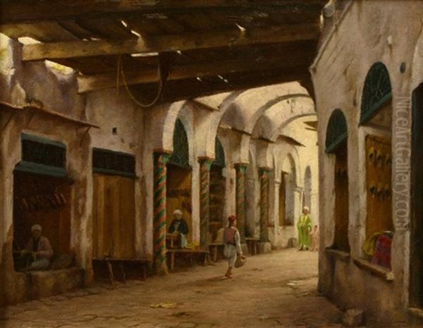 Souk El Magalfa, Pres Du Souk Atarine Oil Painting by Auguste Bougourd