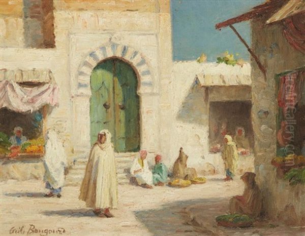 Promeneur Devant La Mosquee Oil Painting by Cecile Augustine Bougourd