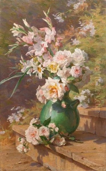 Fleurs Dans Une Cruche Oil Painting by Cecile Augustine Bougourd