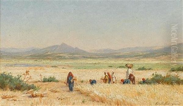 The Harvesters, Smindja, Tunisia Oil Painting by Cecile Augustine Bougourd