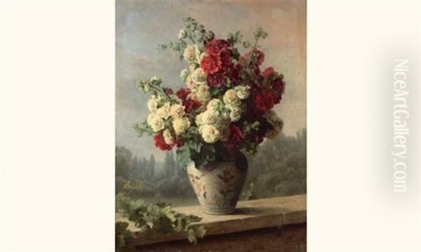 Fleurs Dans Un Vase Oil Painting by Cecile Augustine Bougourd