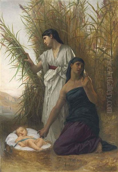 Moses In The Bulrushes Oil Painting by Elizabeth Jane Gardner Bouguereau