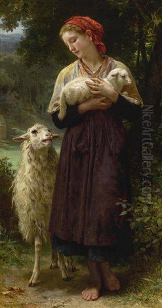 L'agneau Nouveau-ne (the Newborn Lamb) Oil Painting by William-Adolphe Bouguereau