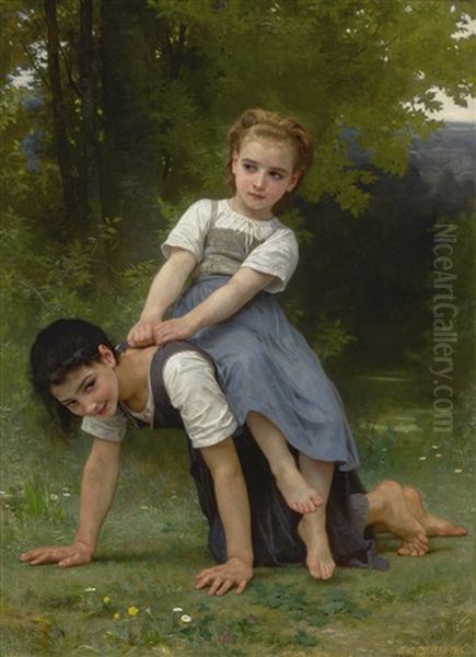 La Bourrique (the Pony-back Ride) Oil Painting by William-Adolphe Bouguereau