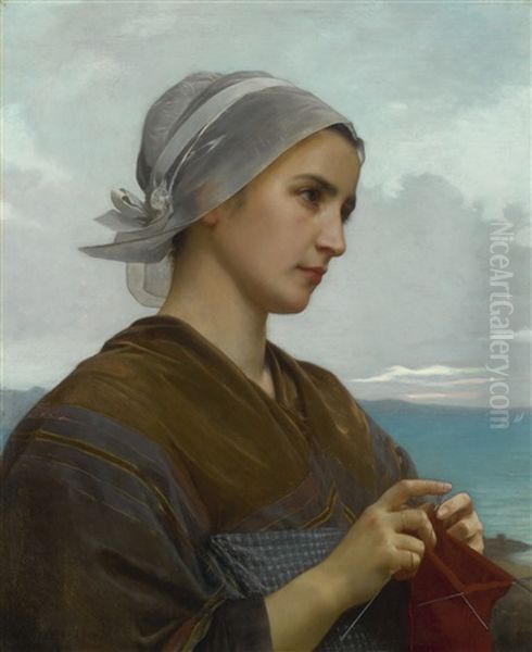 Tricoteuse Bretonne Oil Painting by William-Adolphe Bouguereau