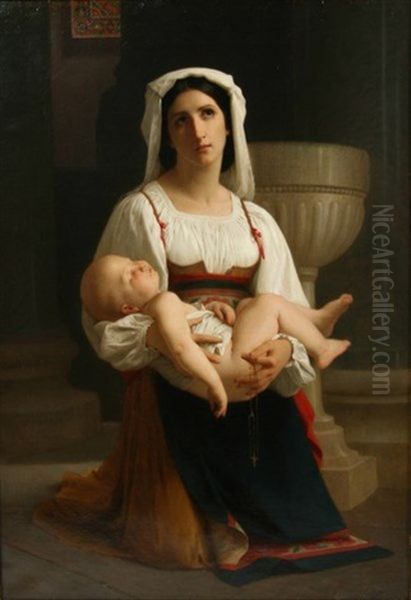 L'invocation A La Vierge (premiere Reduction) Oil Painting by William-Adolphe Bouguereau