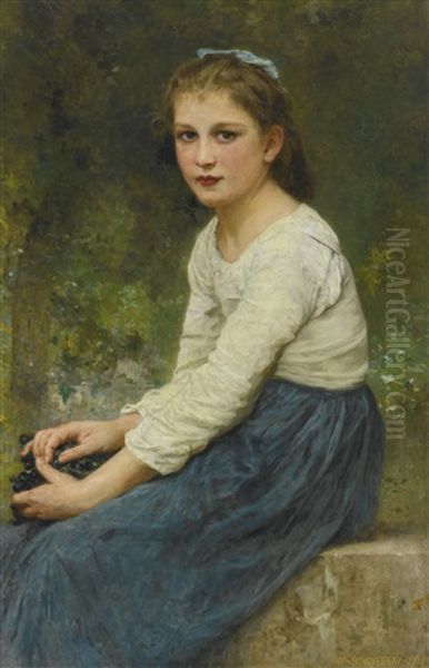 Jeune Fille Aux Raisins Oil Painting by William-Adolphe Bouguereau