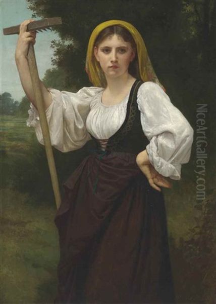 La Faneuse Oil Painting by William-Adolphe Bouguereau