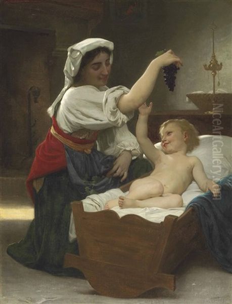 La Grappe De Raisin (premiere Reduction) Oil Painting by William-Adolphe Bouguereau