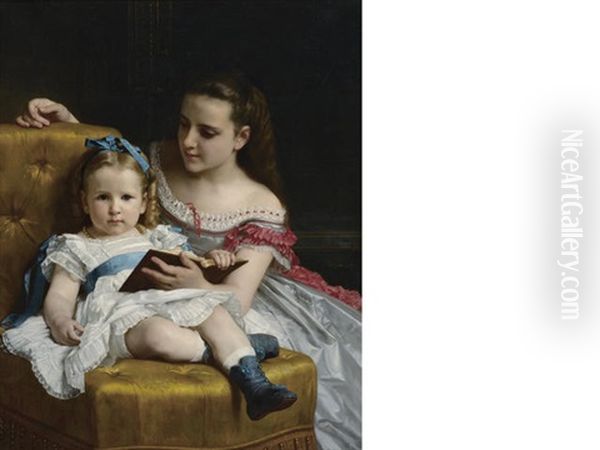 A Portrait Of Eva And Frances Johnston Oil Painting by William-Adolphe Bouguereau