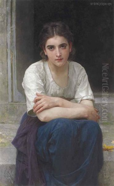 Reverie Sur Le Seuil Oil Painting by William-Adolphe Bouguereau