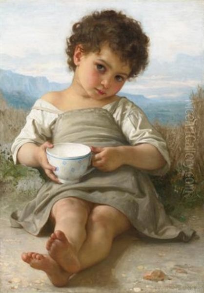 La Tasse De Lait Oil Painting by William-Adolphe Bouguereau