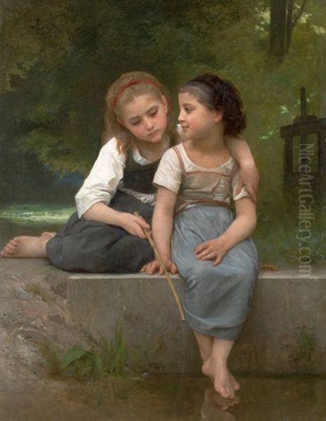 Fishing For Frogs Oil Painting by William-Adolphe Bouguereau