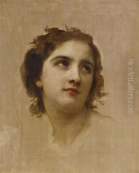 A Young Girl's Head Oil Painting by William-Adolphe Bouguereau