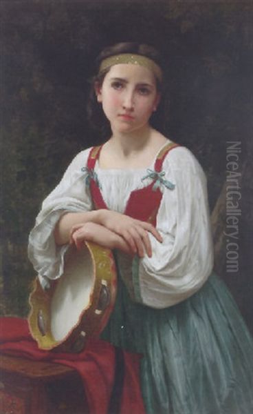 Gypsy Girl With A Basque Tambourine Oil Painting by William-Adolphe Bouguereau