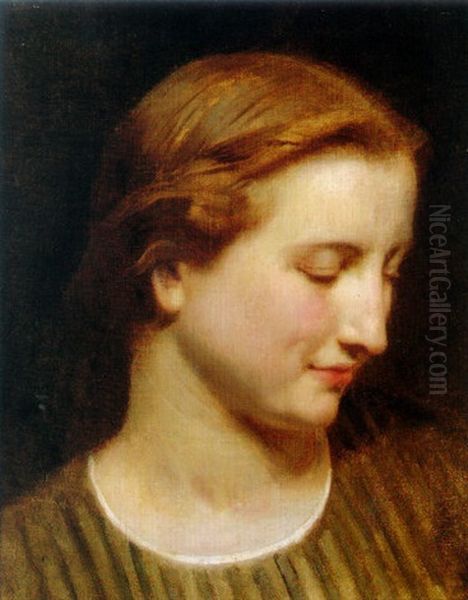 Woman In A Striped Dress Oil Painting by William-Adolphe Bouguereau