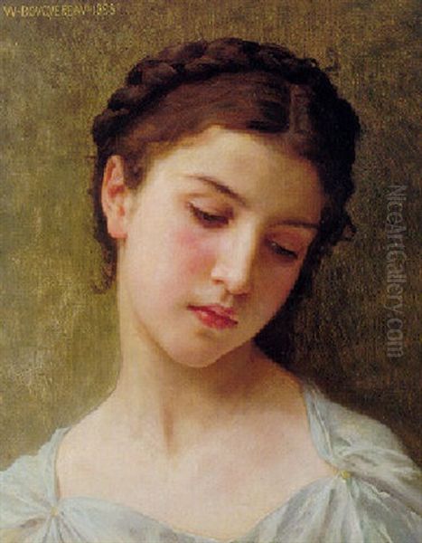 Head Of A  Young Woman Oil Painting by William-Adolphe Bouguereau