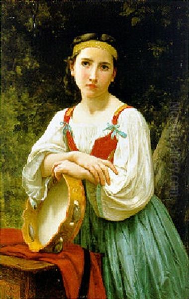 Bohemienne Au Tambour De Basque Oil Painting by William-Adolphe Bouguereau