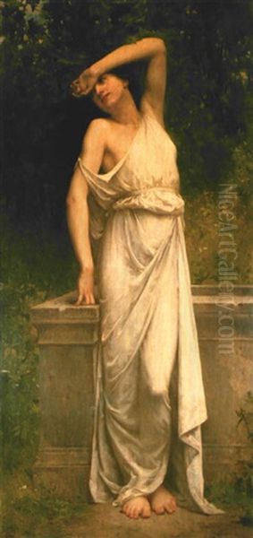 A Classical Beauty By A Well Oil Painting by William-Adolphe Bouguereau