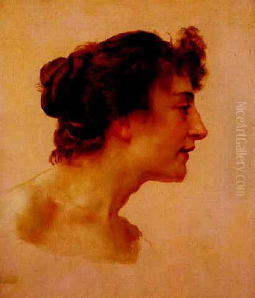 Portrait De Jeune Femme De Profil Oil Painting by William-Adolphe Bouguereau