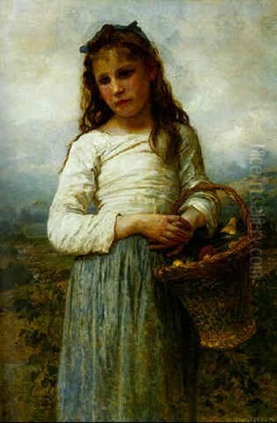 A Young Girl With A Basket Of Fruit by William-Adolphe Bouguereau